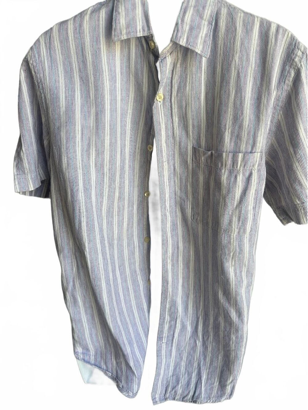Perry Ellis America Linen Blend Striped Shirt S
